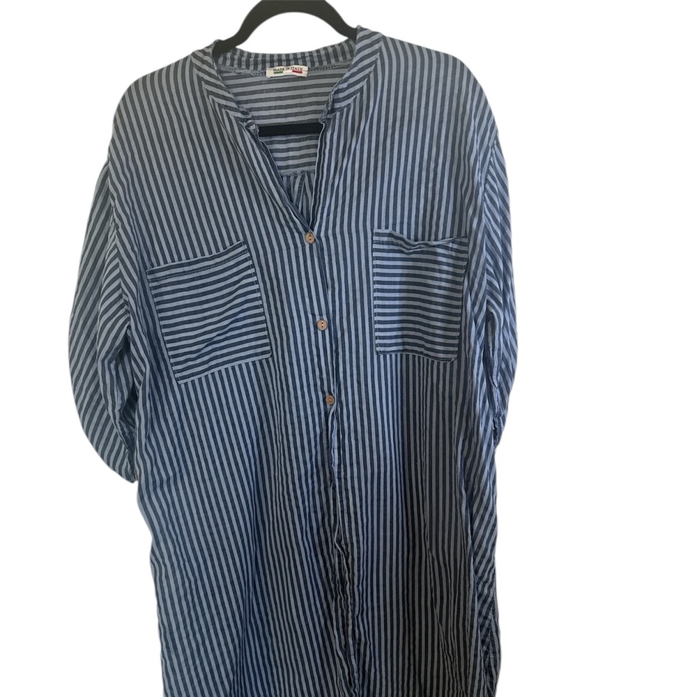 Made in Italy women's beach cover-up  size M blue stripes dress